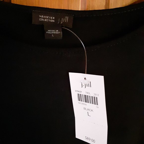 J.Jill $89 Black Lace hem top L - Picture 2 of 4